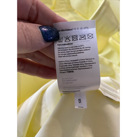 Rains Jacket Curve W Women's L Yellow Snap Button Pockets Hooded Belted NEW - Picture 10 of 10